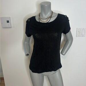 Dex Black Short Sleeve Tee with Shoulder and back Details❤️S